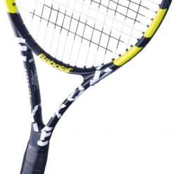 Babolat Evoke 102 + Blue Club Bag Tennis Starter Bundle -Racket Equipment Store 121222 142 Babolat Evoke 102 Strung Tennis Racquet Black Yellow heart 1000 1000 1