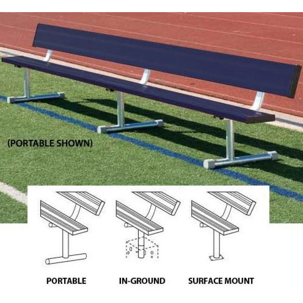 Permanent 15-Foot Bench W/ Back (Assorted Colors) 1 Permanent 15-Foot Bench W/ Back (Assorted Colors)