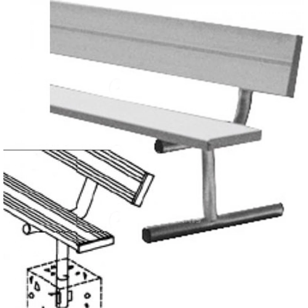 Permanent 21-Foot Bench W/ Back 1 Permanent 21-Foot Bench W/ Back