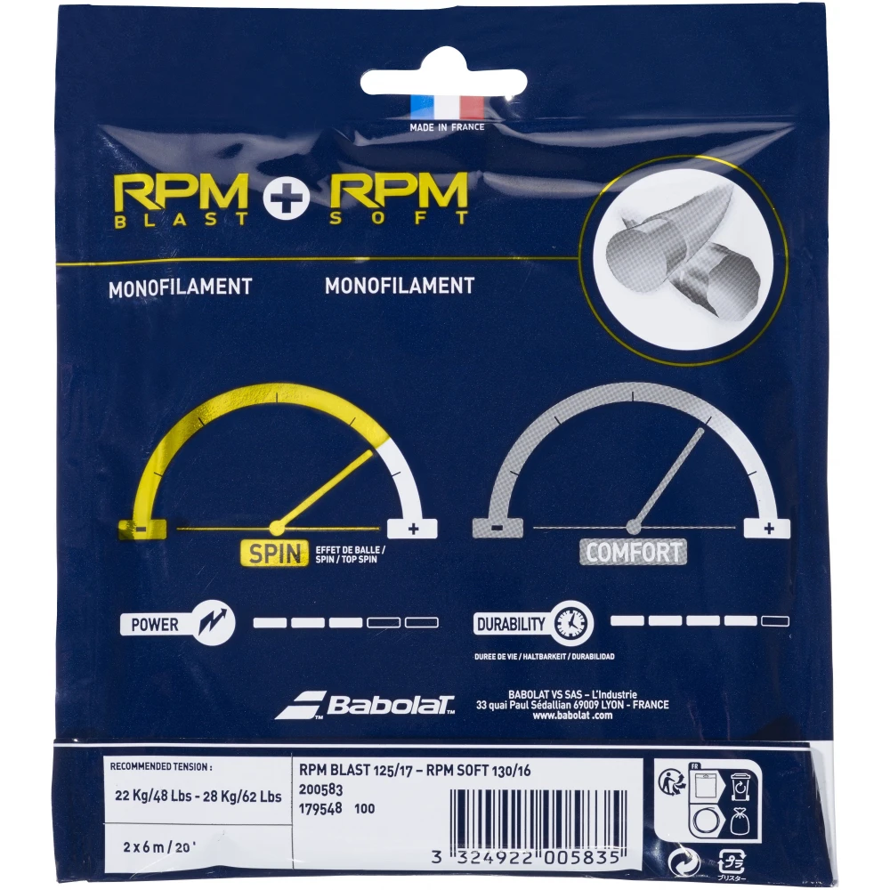 Babolat Black/Grey Hybrid RPM Blast 17g + RPM Soft 16g Tennis String (Set) - Image 2