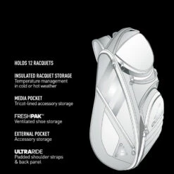 Adidas Tour 12 Racquet Tennis Bag (Black/White/Silver) -Racket Equipment Store 51457722 1000 1000