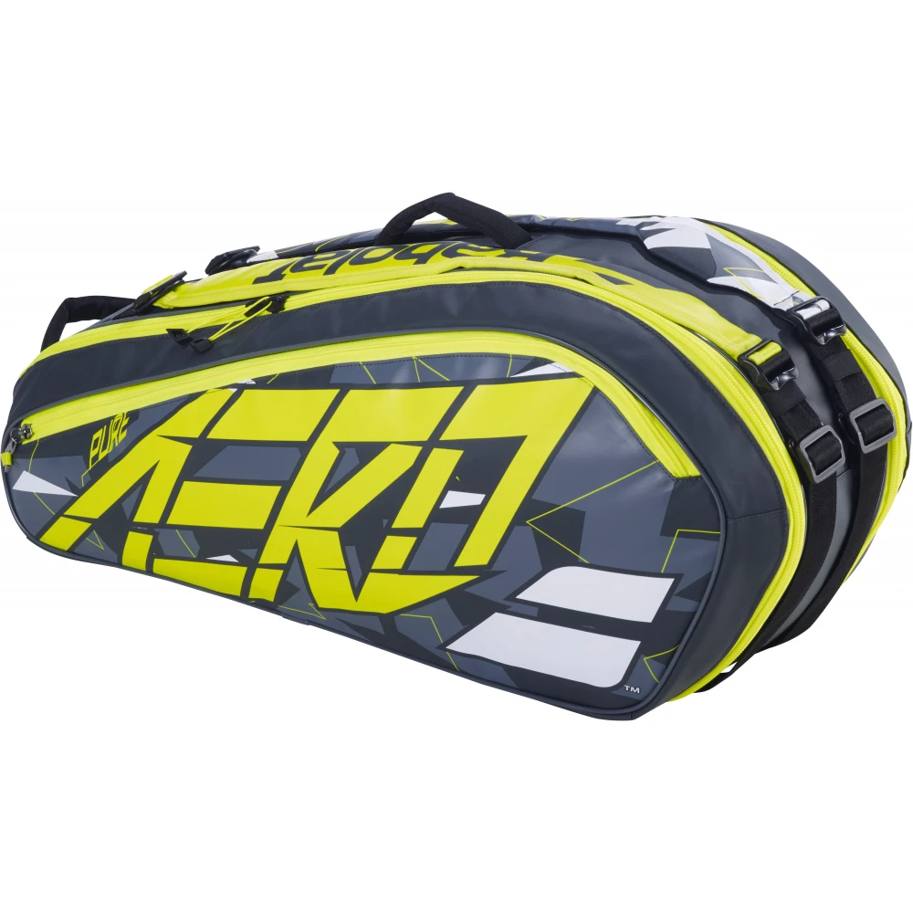 Babolat Pure Aero Racquet Holder X6 Tennis Bag (Black/Yellow) - Image 2