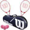 Wilson Envy XP Lite Tennis Racquet Doubles Bundle W An Advantage II Tennis Bag And 3 Pink Tennis Balls
