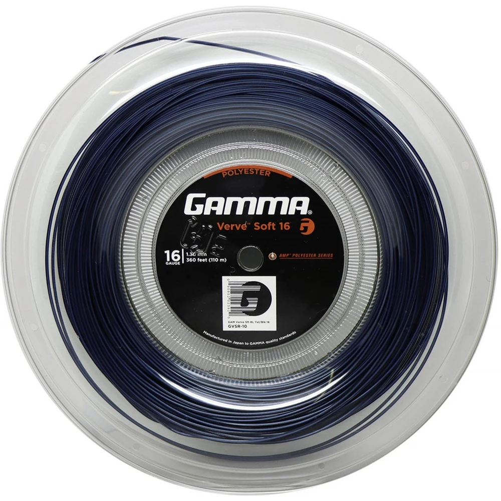 Gamma AMP Verve Soft Blue/Black 16g Tennis String (Reel) 1 Gamma AMP Verve Soft Blue/Black 16g Tennis String (Reel)