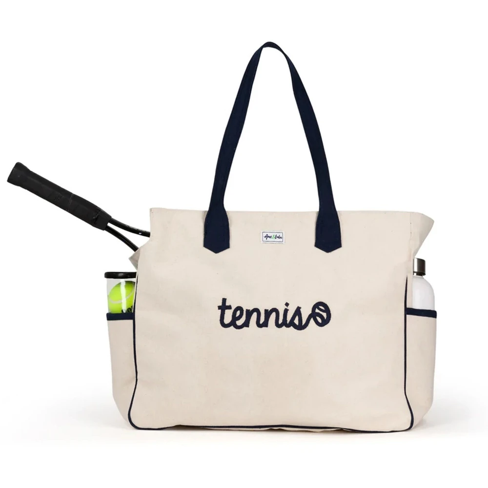 Ame & Lulu Love All Tennis Court Bag (Tennis Stitched Natural) 1 Ame & Lulu Love All Tennis Court Bag (Tennis Stitched Natural)