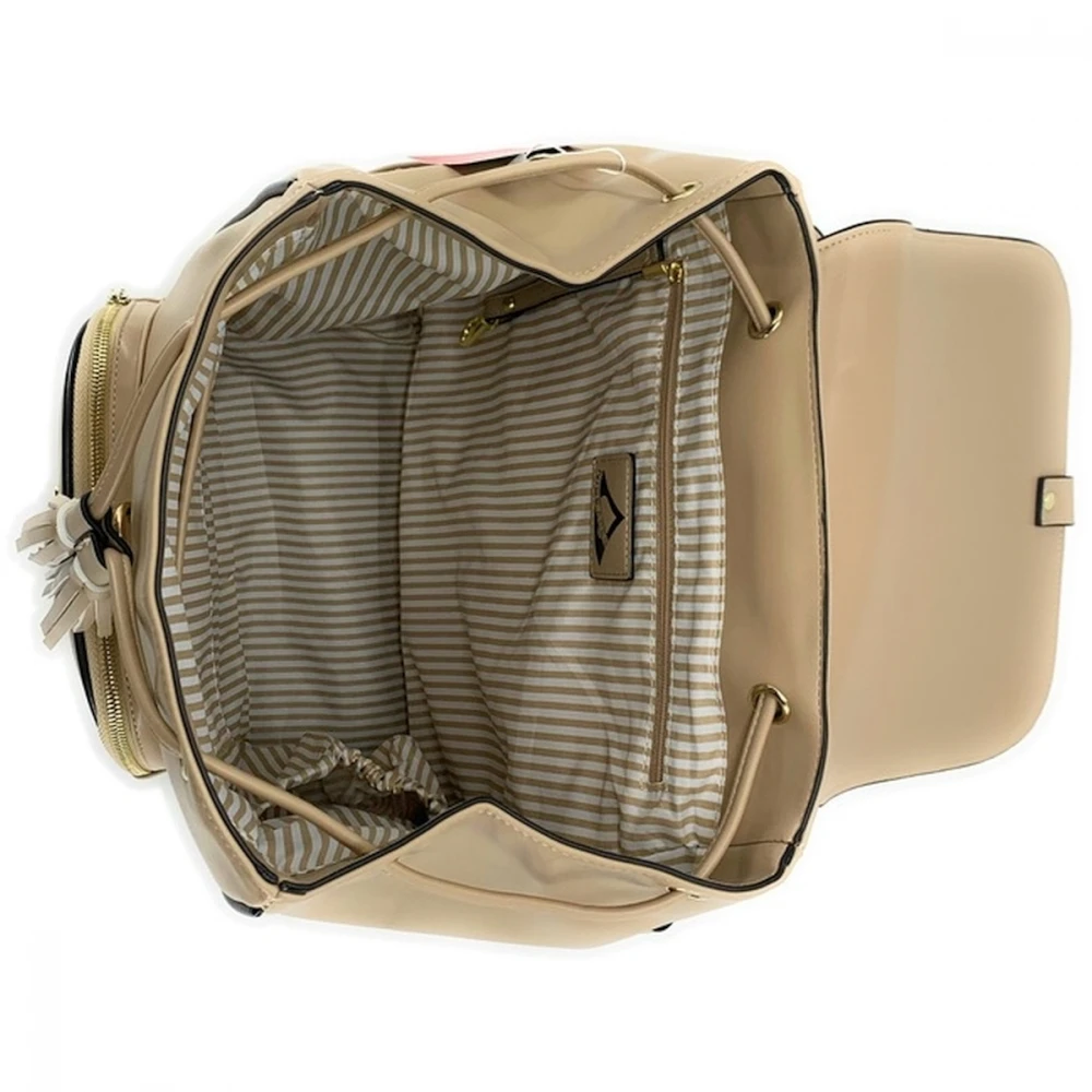 NiceAces Women’s SARA Handmade Vegan Leather Tennis Backpack (Beige) - Image 3