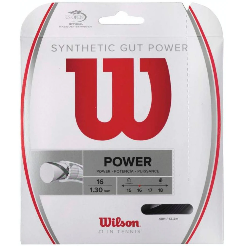 Wilson Synthetic Gut Power 16g Black Tennis String (Set) 1 Wilson Synthetic Gut Power 16g Black Tennis String (Set)
